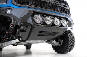 Ford F-150 Raptor Bumper - Front - Addictive Desert Designs - Bomber with 4 Rigid 360 6in Round Mounts - Hammer Black - `17-`20